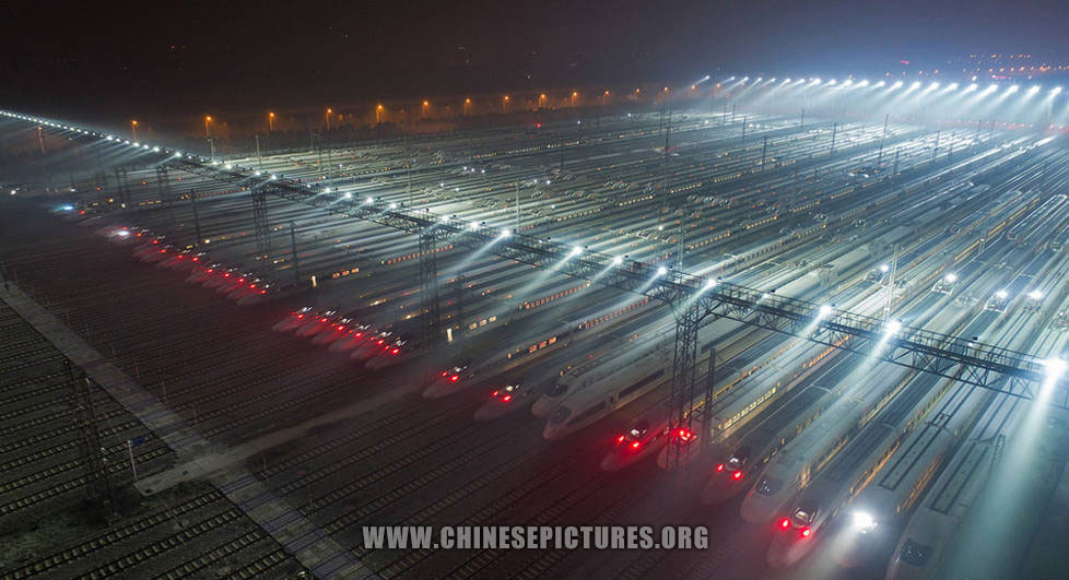 40 Bullet Trains Line-Up in China