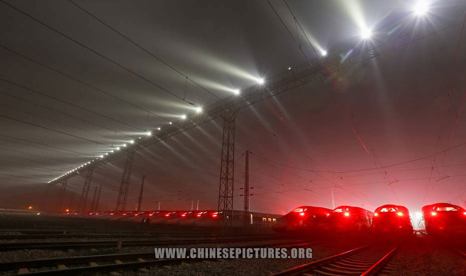 40 China Bullet Trains Line Up